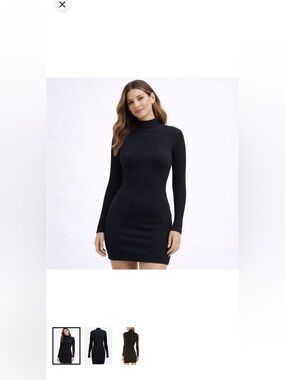 Cotton Citizen Ibizia Long Sleeve Ribbed Mock-Neck Bodycon Dress in Black